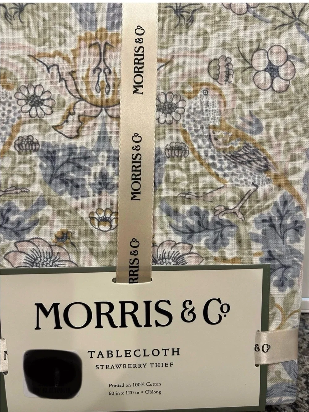 MORRIS & Co Cotton Tablecloth 60 X 120 STRAWBERRY THIEF BIRDS FLORAL COTTON New